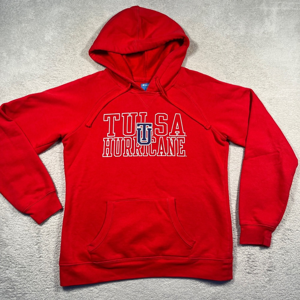 Champion‎ Tulsa Hurricane Hoodie Sweatshirt Pullover NCAA Red Women's Large